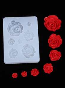1 件花卉设计 DIY 硅胶模具，7 格玫瑰硅胶模具，适用于 DIY