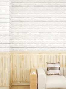 1pc 3D Wall Sticker, Wallpaper Self-adhesive Foam Soft Brick, DIY Home Kitchen Living Room Decoration, Waterproof Classroom Sticker Graffiti Wall Sticker, Home Decor - White - View 6