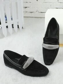 Giày bệt Nữ Pha lê kim cương màu trơn Đúng mốt - màu đen - Xem 3