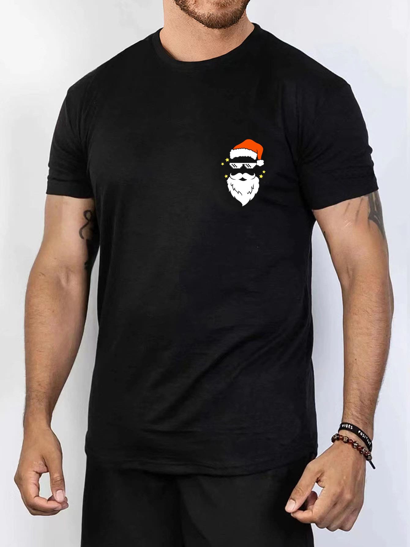 Manfinity Men Christmas Print Tee - Black - View 1