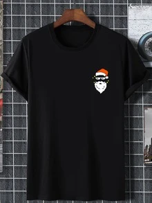 Manfinity Men Christmas Print Tee - Black - View 3