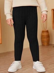 SHEIN Toddler Girls Cable Knit Pants