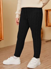SHEIN Toddler Girls Cable Knit Pants