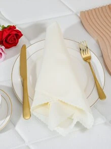 4pcs Scallop Trim Cloth Napkin - White - View 2