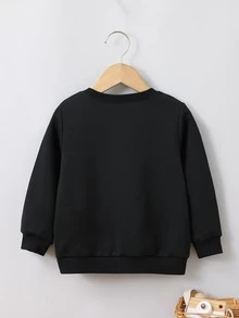 SHEIN 小男童汽車印花運動衫 - 黑色 - 查看 2