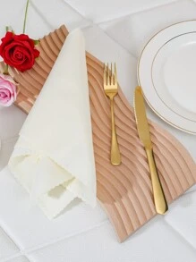 4pcs Scallop Trim Cloth Napkin - White - View 3