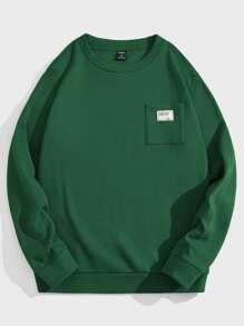 Manfinity VCAY 男士補丁細節運動衫 - 墨綠色 - 查看 1