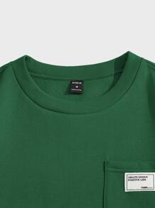 Manfinity VCAY 男士補丁細節運動衫 - 墨綠色 - 查看 3