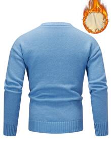 Manfinity Men Solid Round Neck Jumper - Blue - View 2
