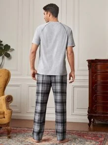 Men Plaid Print PJ Set - Multicolor - View 2