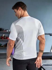 Manfinity Athleisure Men Argyle Print Sports Tee Workout Tops Compression Shirt Men - White - View 2