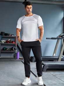 Manfinity Athleisure Men Argyle Print Sports Tee Workout Tops Compression Shirt Men - White - View 4