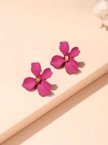花朵装饰耳钉 情人节、妈妈、母亲、母亲节、礼物 - 粉色 - 查看 1