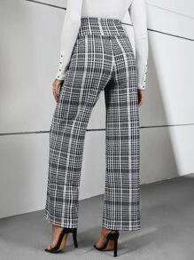 BizChic 格紋闊腿褲工作服