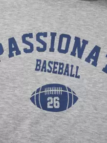 SHEIN Sudadera con gráfico de letras y hombros caídos para adolescentes - Gris Claro - Ver 4