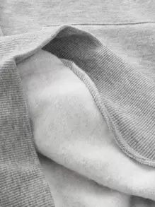 SHEIN Sudadera con gráfico de letras y hombros caídos para adolescentes - Gris Claro - Ver 5