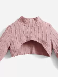 SHEIN Đứa bé gái Textured Váy ba lỗ & Cổ giả Cao Thấp Áo chui đầu - Bụi hồng - Xem 3