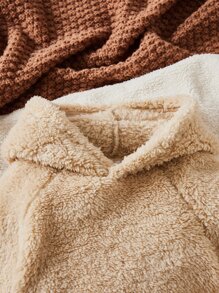 SHEIN Baby Boy 3D Ear Raglan Sleeve Flannel Sweatshirt - Khaki - View 4