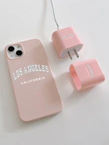 1入組字母圖案手機殼和 1入組充電頭殼相容於 iPhone15/15Plus/15Pro/15Promax - 彩色 - 查看 3