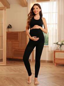 350D Solid Maternity Tights - Black - View 6