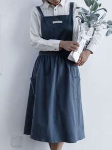 1 pieza Delantal con slogan con diseño de parche - Azul Marino - Ver 1