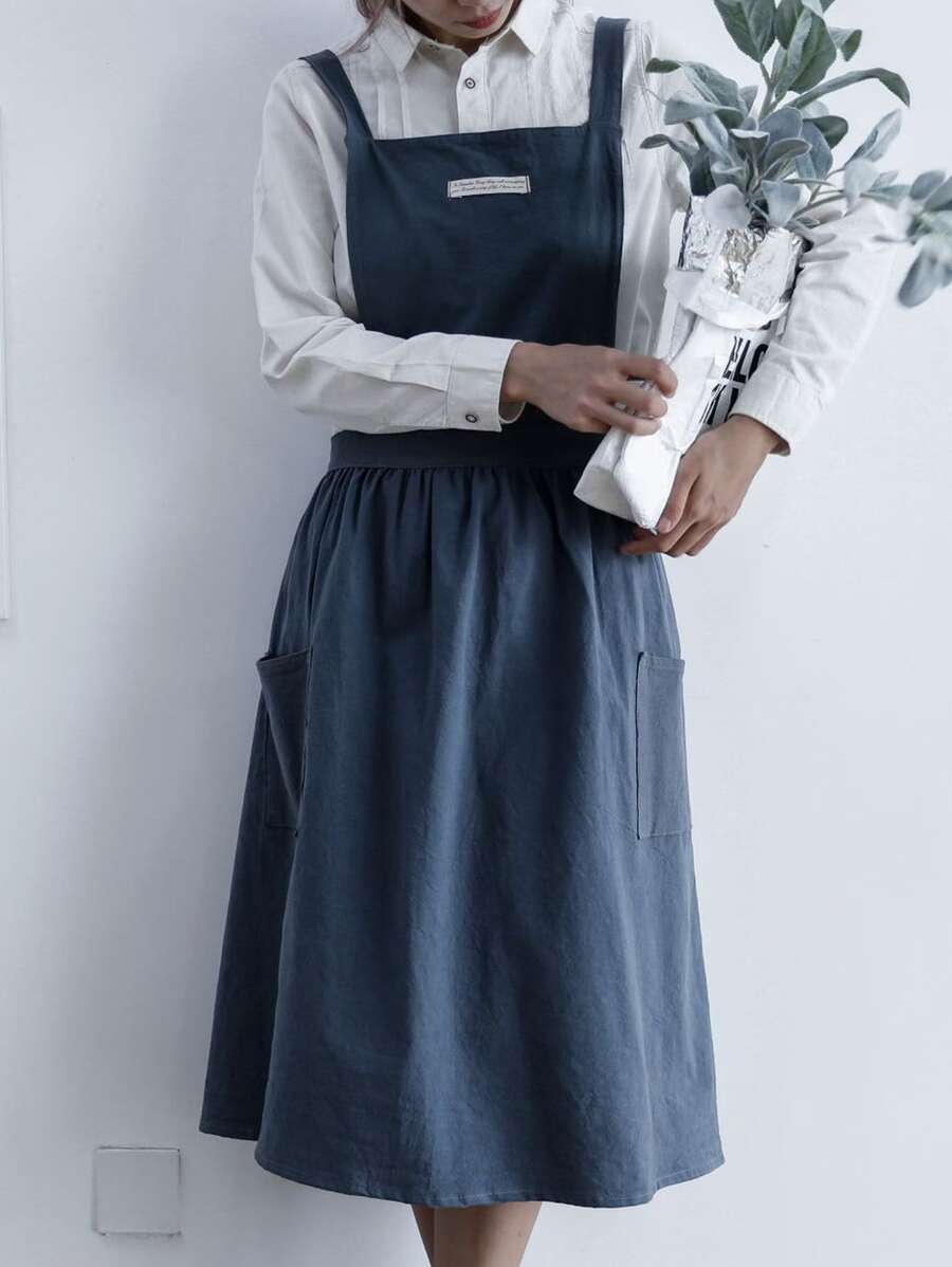 1 pieza Delantal con slogan con diseño de parche - Azul Marino - Ver 1