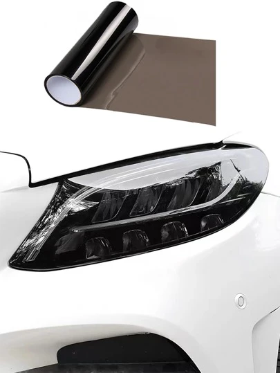 1 st ljussvart & gul strålkastartoning vinylrulle - Enkel gör-det-själv-installation för anpassad bilstyling och UV-skydd | Bilexteriörtillbehör, bilstylingtillbehör, bildekor, motorcykelljustoning, bilmodifieringsfilm