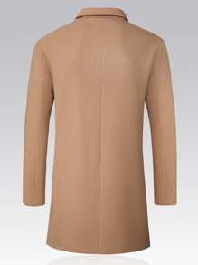 Manfinity 1pc Loose Men's Single Breasted Overcoat With Lapel Collar - Khaki - View 2