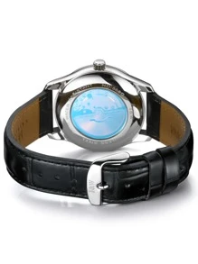 I&W CARNIVAL.HWGUOJI Đồng hồ cơ tự động I&W dành cho nam, mặt số La Mã tối giản, phong cách cổ điển, đồng hồ đeo tay chống nước - trắng - Xem 2