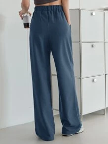 DAZY 字母拼貼束口寬腿運動長褲 - 藍色 - 查看 2