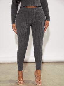 SHEIN SXY Solid High Waist Leggings - Dark Grey - View 6