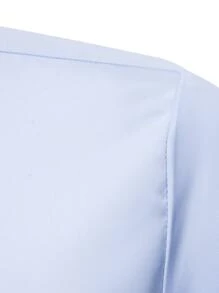 Manfinity Mode 男士格紋印花口袋貼布襯衫 - 淺藍色 - 查看 6