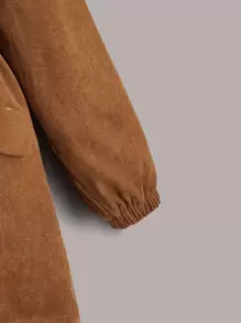 SHEIN EZwear Women's Faux Fur Patchwork Hooded Long Sleeve Padded Coat (Fake Fur) - Brown - View 3