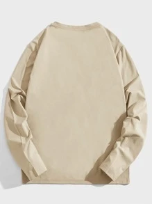 GENTILAND Hombres Camiseta con estampado de letra - Beis - Ver 2