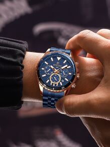 REWARD New Fashion Men Watch Classic Business Wrist Watch Waterproof Luminous Chronograph Auto Date Sport Wristwatch - Blue - View 2