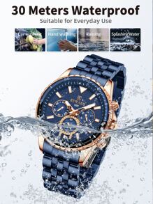 REWARD New Fashion Men Watch Classic Business Wrist Watch Waterproof Luminous Chronograph Auto Date Sport Wristwatch - Blue - View 7