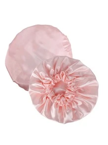 1pc Satin Wig Sleeping Bonnet - Baby Pink - View 2