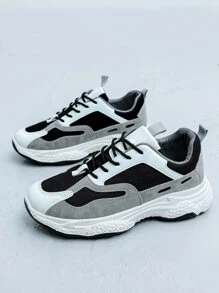 Hombres Zapatillas deportivas chunky de color combinado con cordón delantero - Multicolor - Ver 1