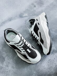 Hombres Zapatillas deportivas chunky de color combinado con cordón delantero - Multicolor - Ver 4