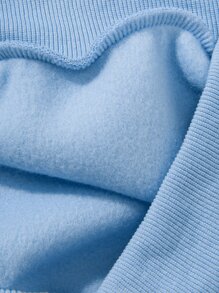 SHEIN Unity Rhinestone Letter Pattern Drawstring Zip Up Crop Thermal Hoodie Graduation,Back To School,Graduation,Teacher For Women,Back To School Fall Sweatshirt - Baby Blue - View 3