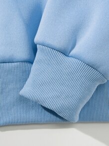 SHEIN Unity Rhinestone Letter Pattern Drawstring Zip Up Crop Thermal Hoodie Graduation,Back To School,Graduation,Teacher For Women,Back To School Fall Sweatshirt - Baby Blue - View 7