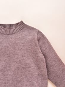 Baby Mock Neck Jumper & Knit Trousers - Mocha Brown - View 3