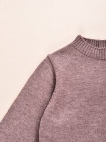 Baby Mock Neck Jumper & Knit Trousers - Mocha Brown - View 6