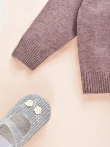 Baby Mock Neck Jumper & Knit Trousers - Mocha Brown - View 7