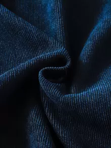 Niñas Vestido con encaje en contraste ribete con fruncido con lazo delantero - Azul Marino - Ver 8