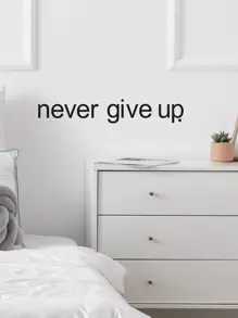 1 pieza Pegatina de pared con estampado de slogan - Negro - Ver 1