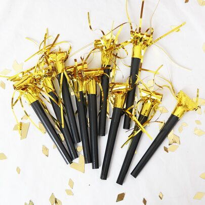 10pcs Gold And Silver Tassel Curls, Black Hair Clips