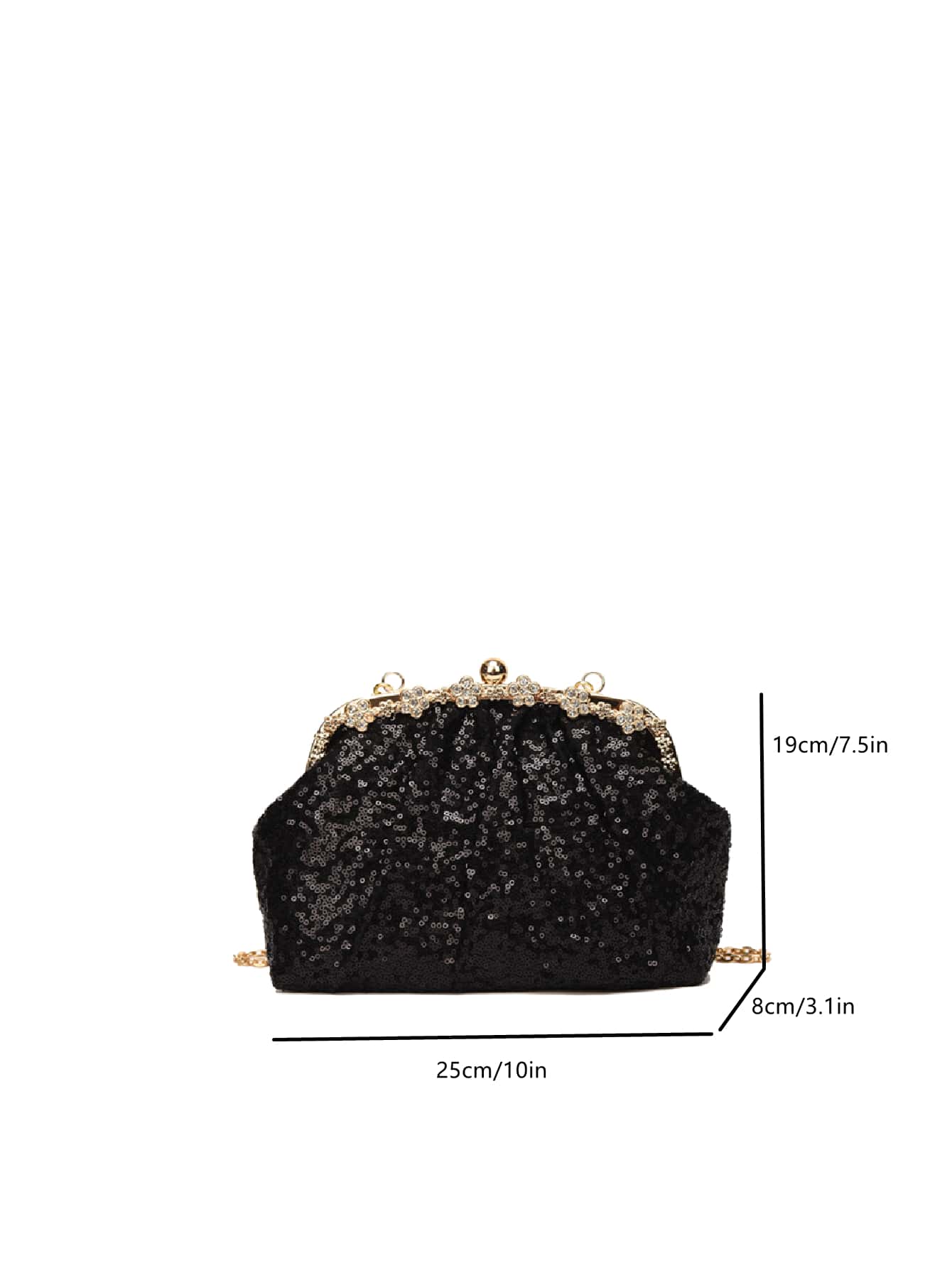 Glitter Bling,Shiny Glamorous,Elegant,Exquisite Sequin & Rhinestone Decor Chain Ruched Bag, Perfect Bride Purse For Wedding, Prom & Party Events Dinner Bag,Evening Bag For Party Girl,Woman,For Female Perfect For Party,Wedding,Prom,Dinner/Banquet,For Best Gift For Women