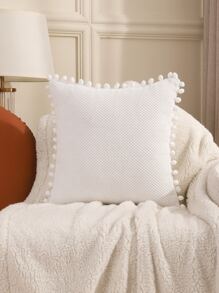 1入組小絨球邊靠墊套不附帶墊芯 - 白色 - 查看 3