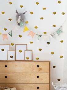 100入組心形鏡子牆貼